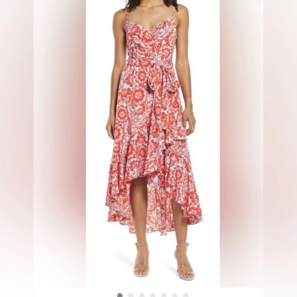 Eliza J Women's Petite Style Crepe De Chine Spaghetti Strap Printed Floral Dress